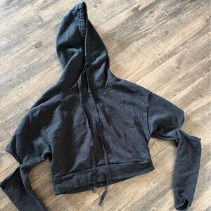 ALO Yoga Black Off-Shoulder Hoodie Jumpsuit